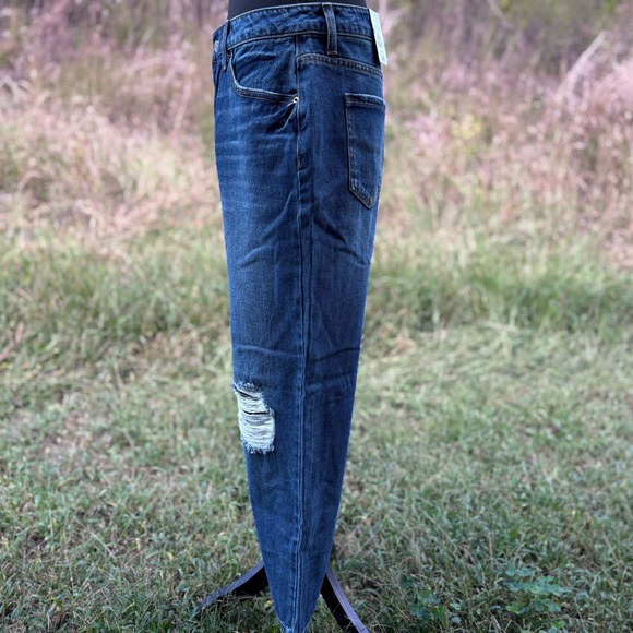new Distressed Relaxed Baggy Boyfriend Jeans Ripped Knee Denim Pants size 8 - Picture 3 of 4